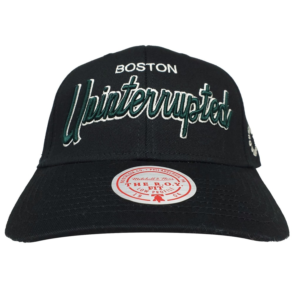 Boston Celtics Uninterrupted Mitchell‎ & Ness NBA Dad Hat Cap 3D Logo Black NWT